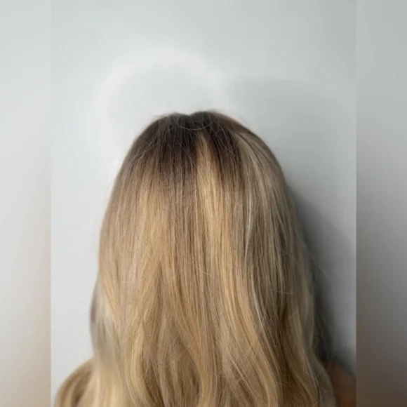 Long Rooted Blonde Wig – Layers, Curtain Front, Natural Balayage Blend - Picture 3 of 7